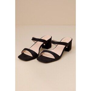Lulus Zurie Black Suede low Heel Slide Sandals - Size 7